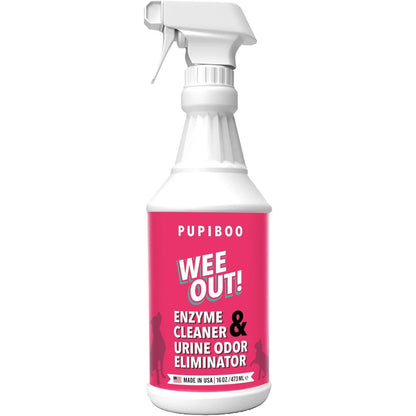 Pupiboo Wee Out Pet Urine Enzyme Cleaner front view spray bottle