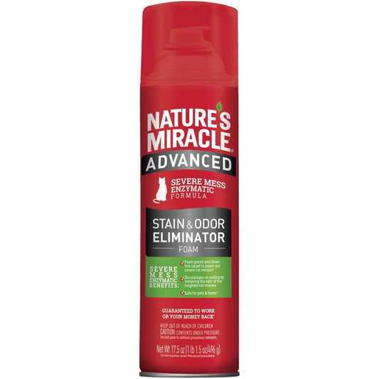 Nature's Miracle Pet Stain and Odor Remover Foam Aerosol Spray front view of the packaging