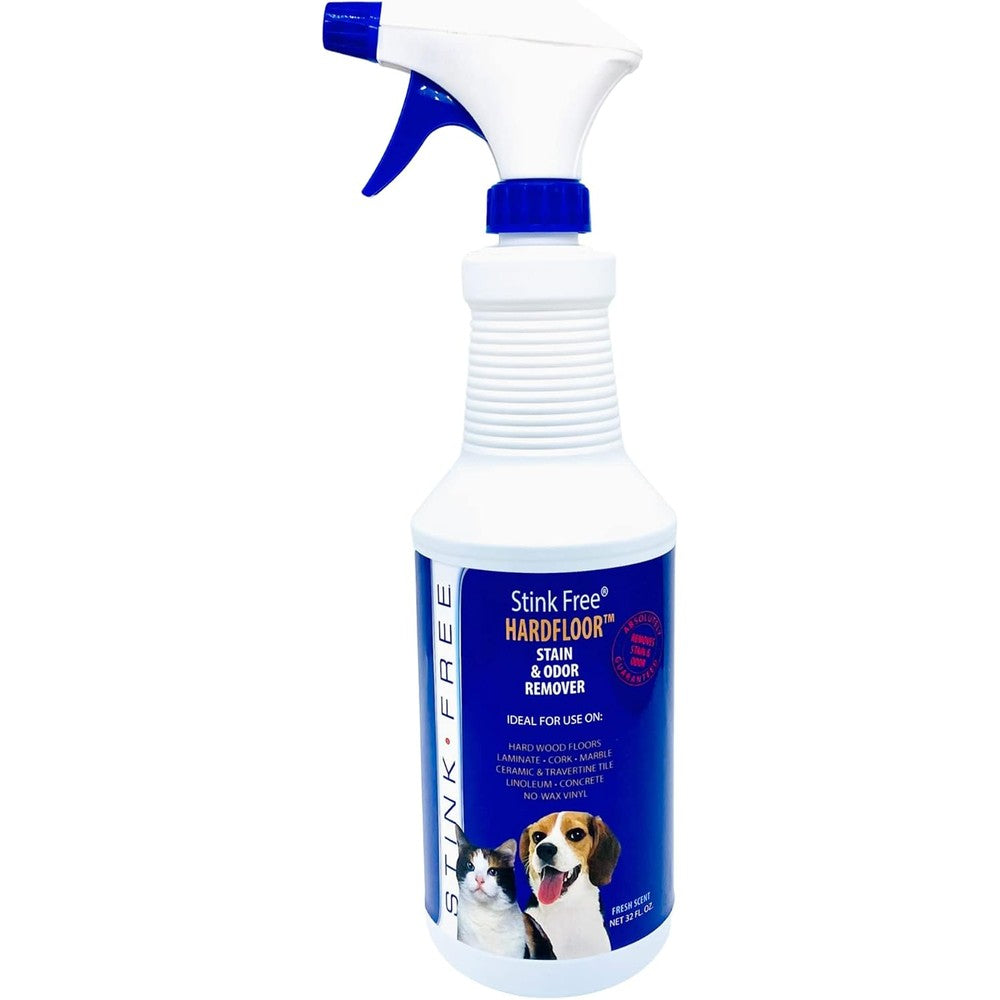 Stink Free Hardfloor Pet Stain And Odor Remover spray bottle front view showing product labels.