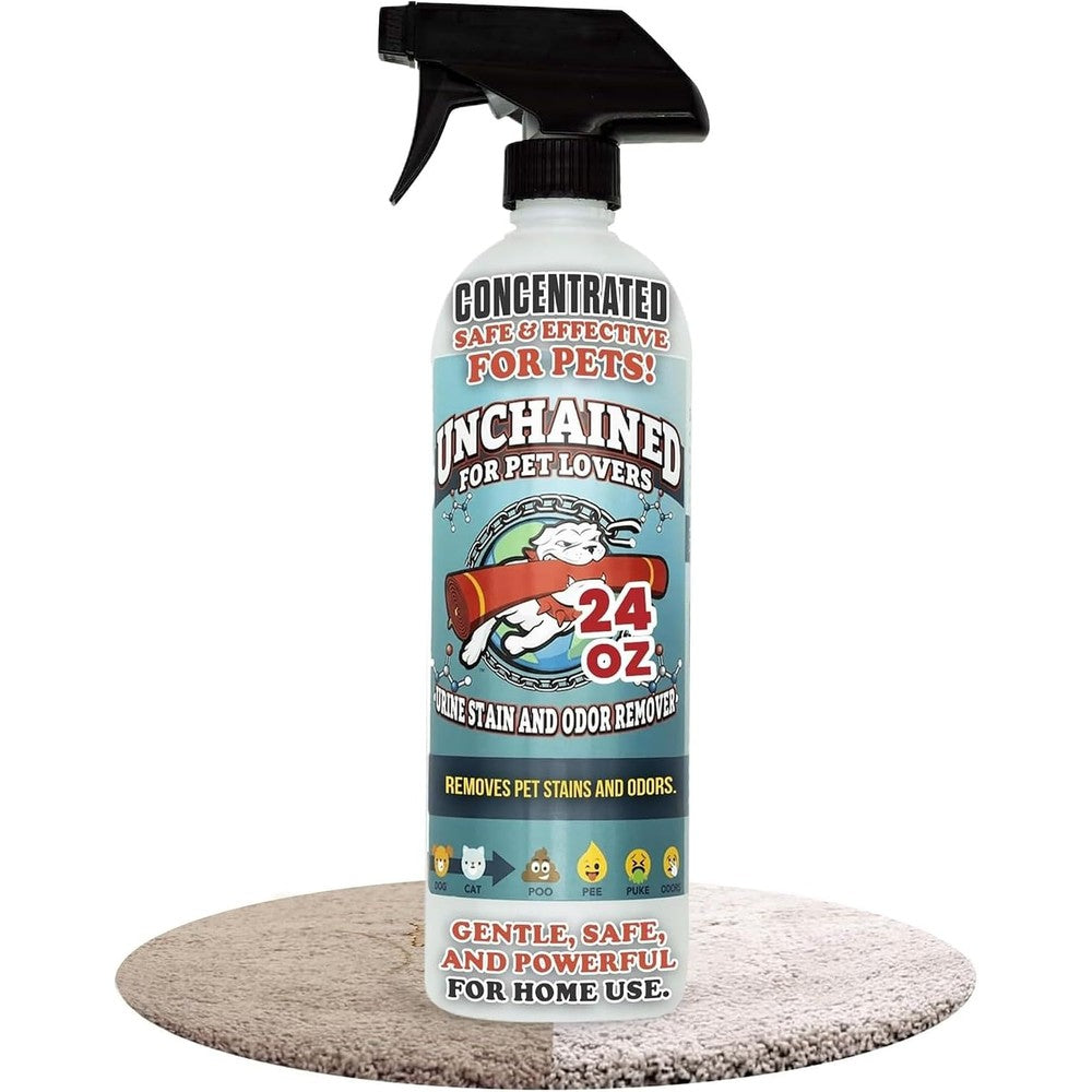 Truck Mount Forums Unchained pet urine stain remover spray front view twenty four ounce bottle