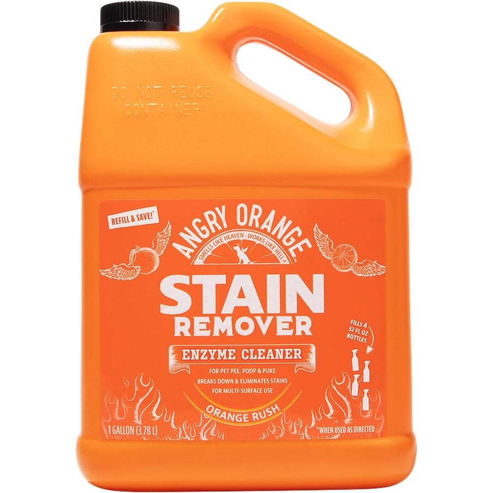 Angry Orange Enzyme Cleaner and Deodorizer 1 Gallon front view pet stain remover online