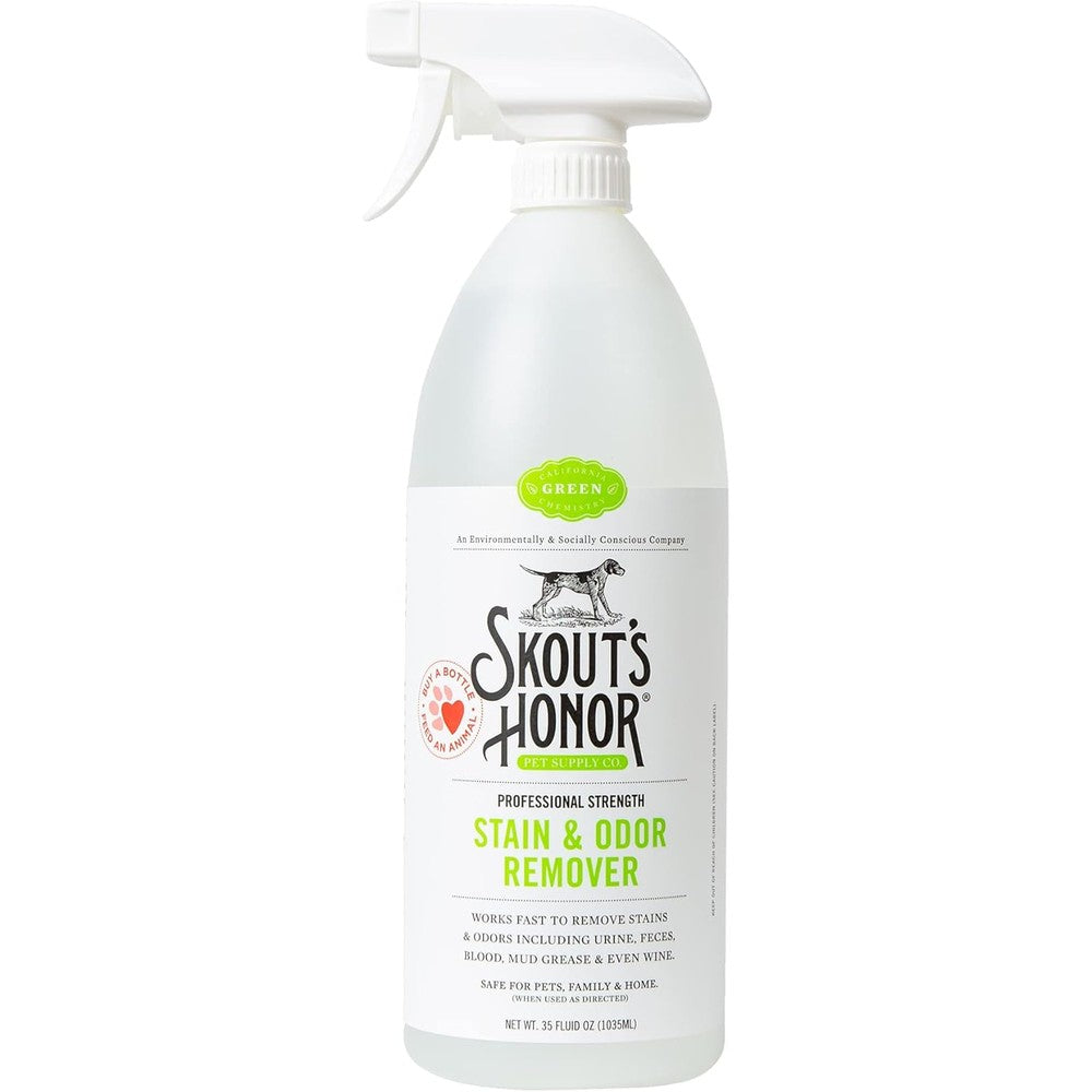 Skout's Honor Pet Stain and Odor Remover front view of thirty five ounce bottle