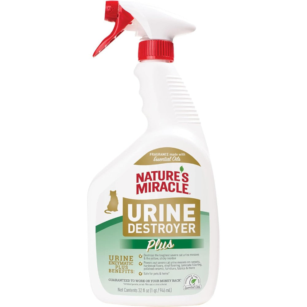 Nature's Miracle Urine Destroyer Plus for Cats 32 Ounce front spray bottle view
