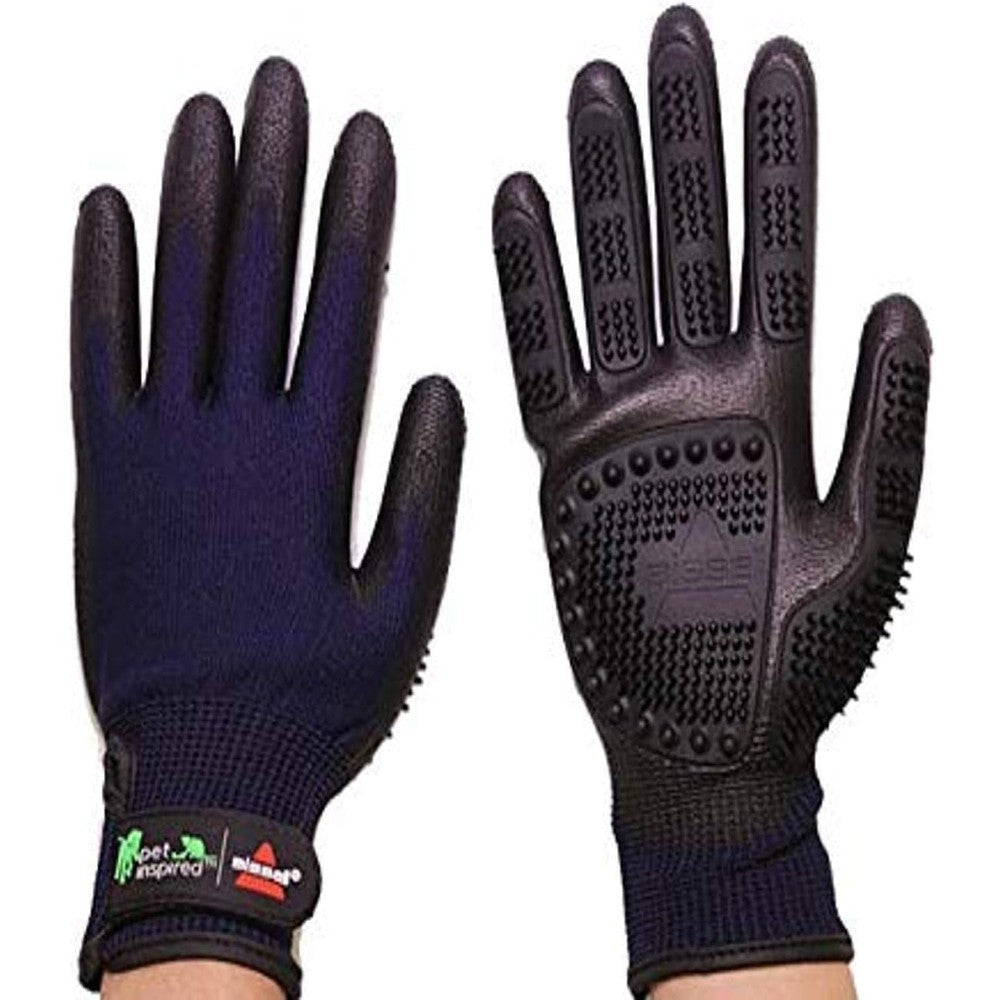 Bissell De-Shedding Grooming Gloves front view showing textured rubber palm