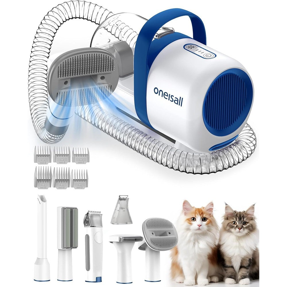 Oneisall 6 in 1 cat grooming vacuum kit front view