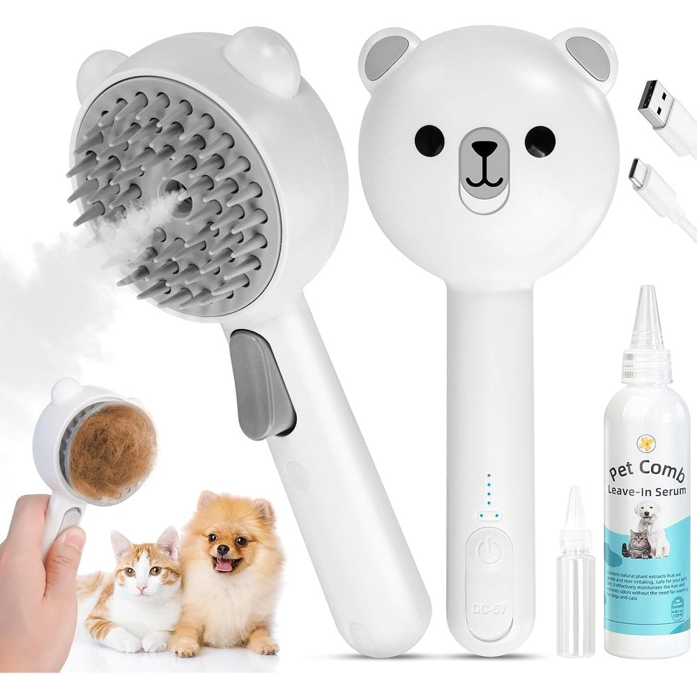 Mrsdayu 4-in-1 pet steam brush front view for cat grooming