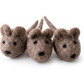 Ruffify soft wool felt cat mouse toy three pack front view highlighting realistic handmade design