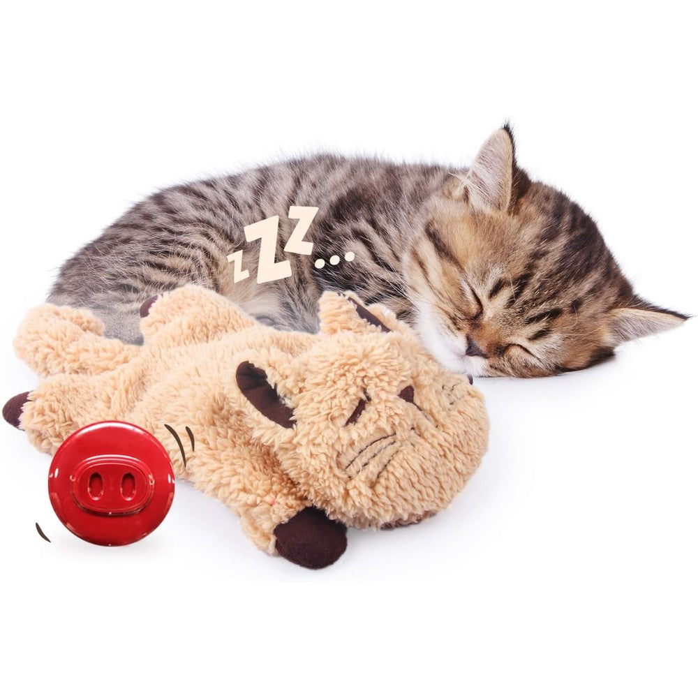 All For Paws Purring Cat Plush Toy front view highlighting the soft lambswool texture for anxiety relief.