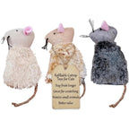 Ipetboom Refillable Catnip Cat Toys 3 Pack front view showing plush mouse body and jute tail.