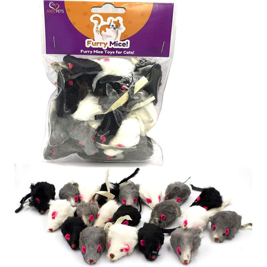 Axel Pets Furry Mice Cat Toy front view showcasing authentic rabbit fur texture.
