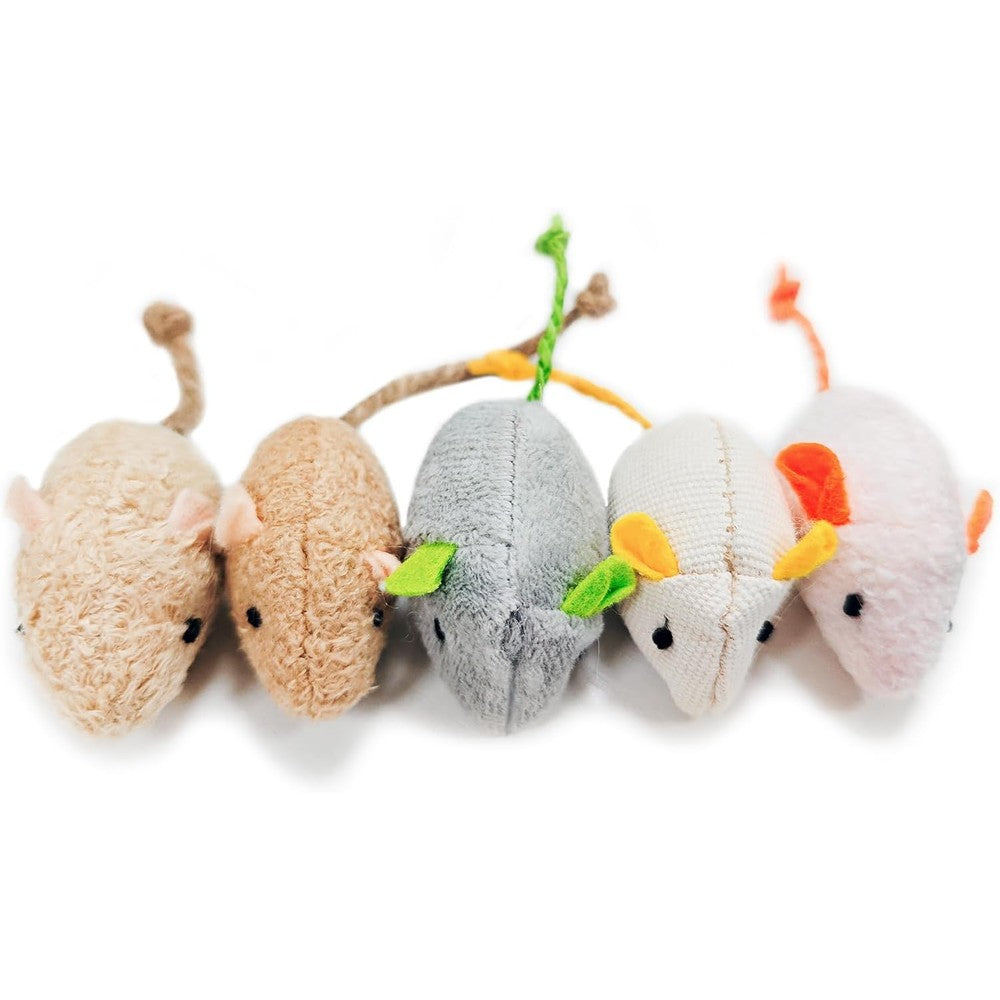 Shudyear interactive catnip mouse toys five piece pack front view