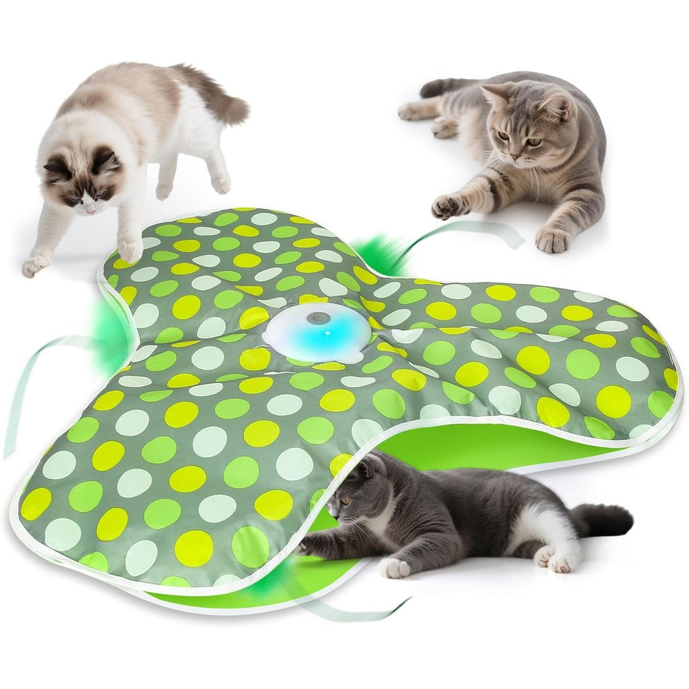 FUGODIWI interactive cat toy front view showing the automatic hide and seek fabric cover.