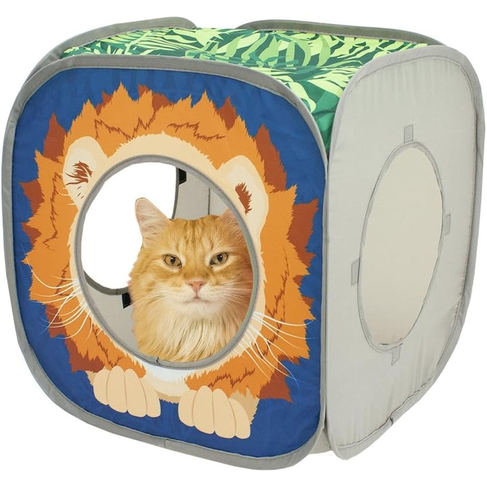 Kitty City Safari Jungle Pop-Up Cat Cube front view