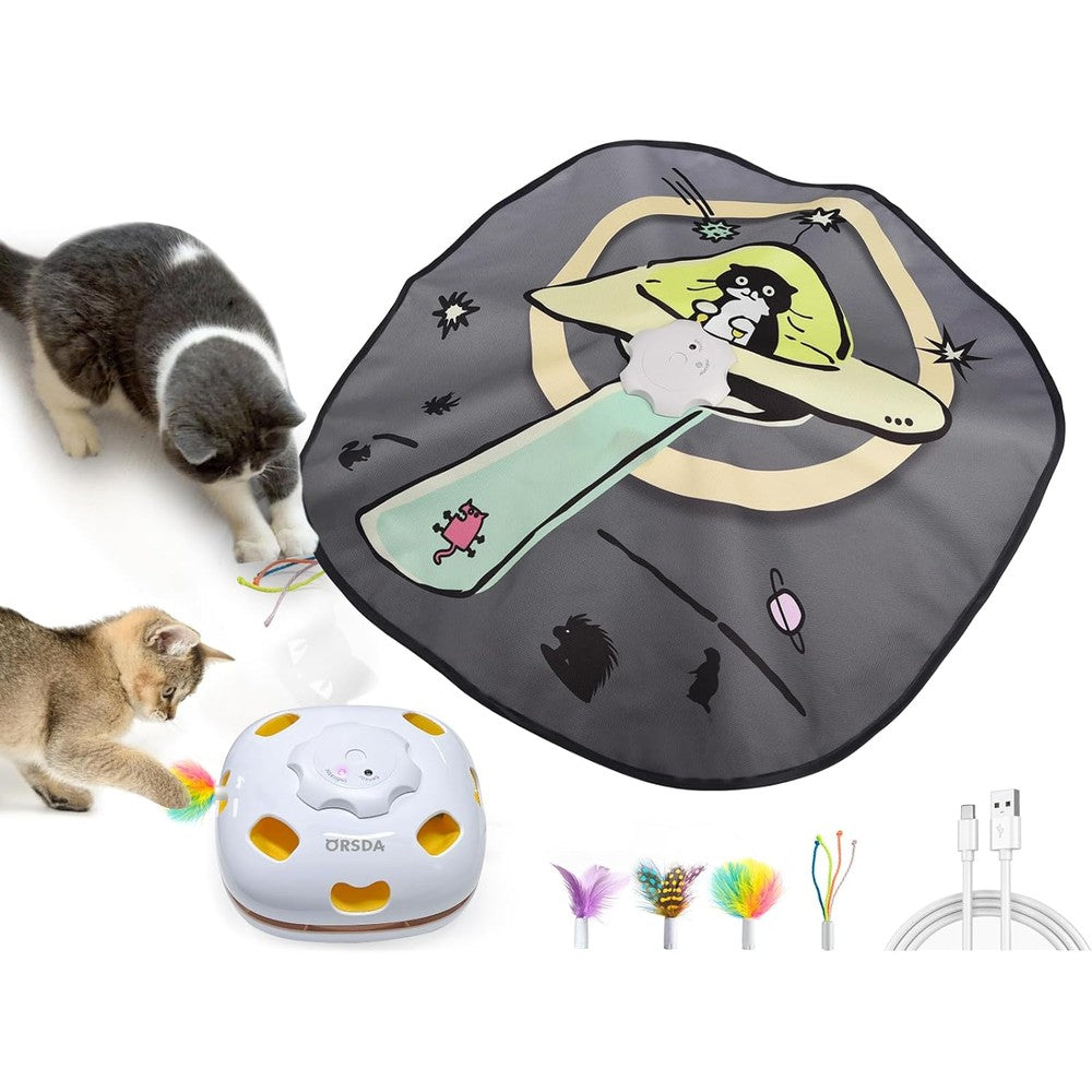 ORSDA 4 in 1 interactive cat toy front view showing the 8 hole electronic base unit.