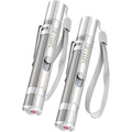 TBTeek Interactive Cat Toy pack of two front view showing metallic silver casing with wrist strap.