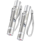 TBTeek Interactive Cat Toy pack of two front view showing metallic silver casing with wrist strap.