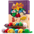 Chiwava 36 piece furry cat toy mice front view