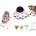ORSDA 2-in-1 interactive cat laser toy front view showing the cool black design and eight feather holes.