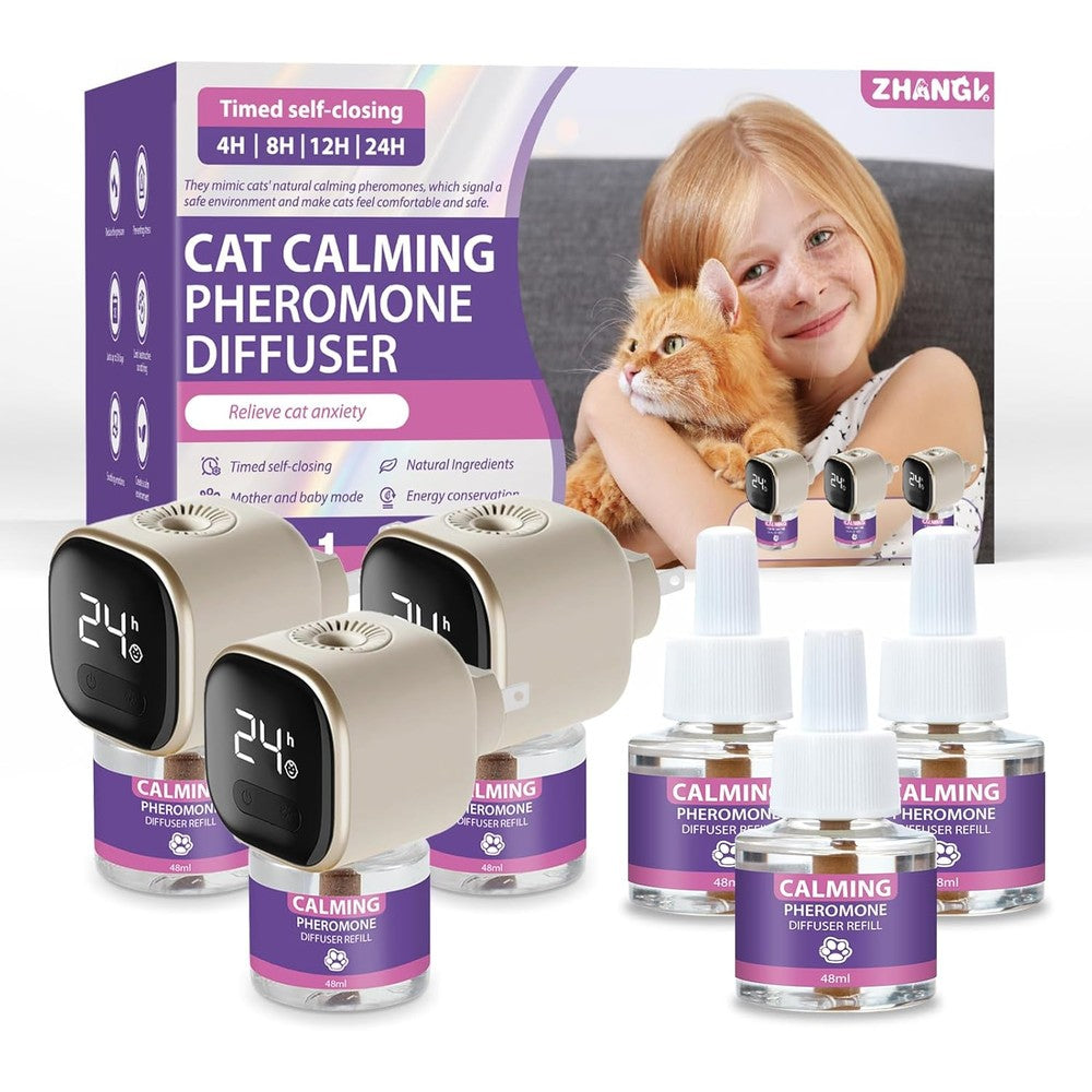 ZHANGK cat calming diffuser kit front packaging view for feline stress relief
