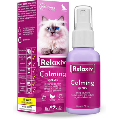 Beloved Pets Relaxivet calming pheromone spray front view for cat anxiety relief