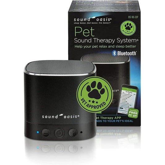 Sound Oasis Bluetooth Pet Sound Therapy Machine front view showing the compact speaker design