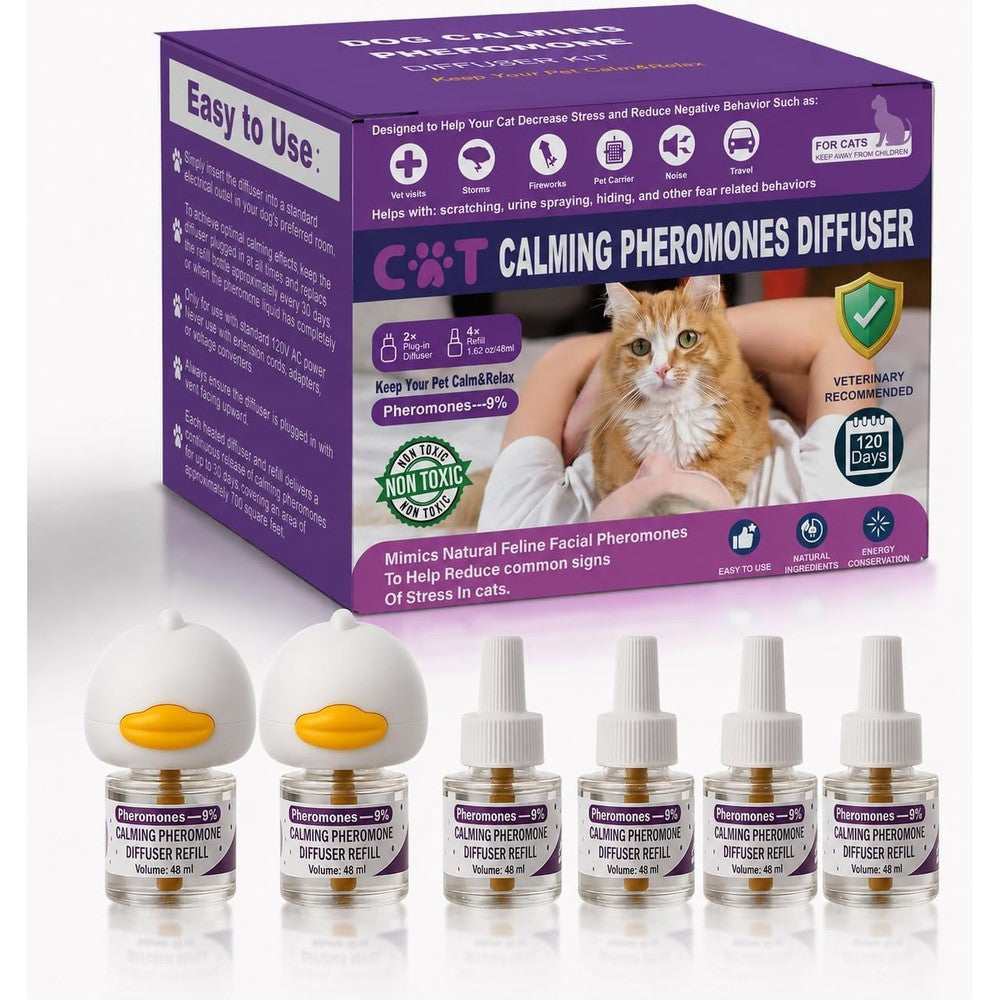 Peturarion Cat Pheromones Calming Diffuser front view of the complete starter kit packaging.