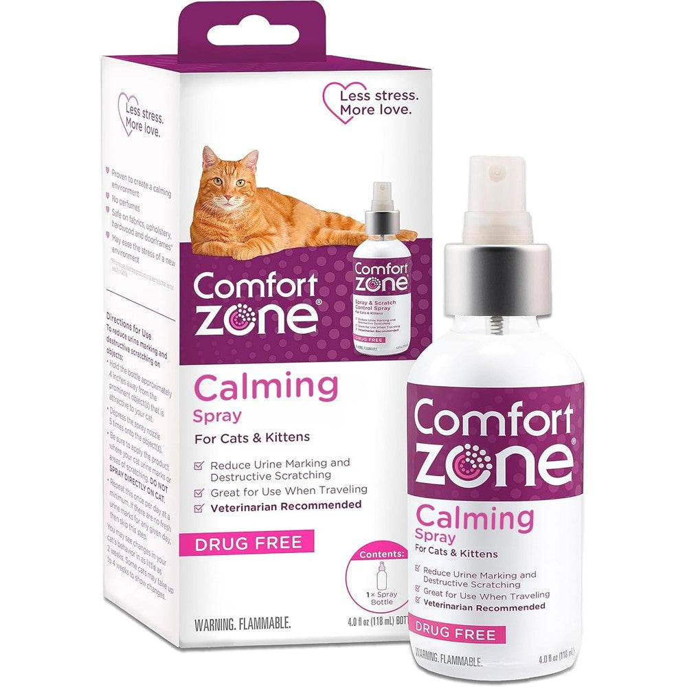 Comfort Zone Cat Calming Pheromone Spray front view of the four ounce bottle