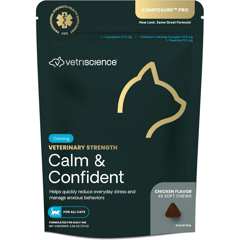 VetriScience Veterinary Strength Calm and Confident Chews for Cats front packaging view