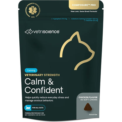 VetriScience Veterinary Strength Calm and Confident Chews for Cats front packaging view