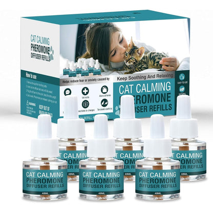 MAZHAOX cat calming pheromone diffuser refill six pack front view for feline stress relief