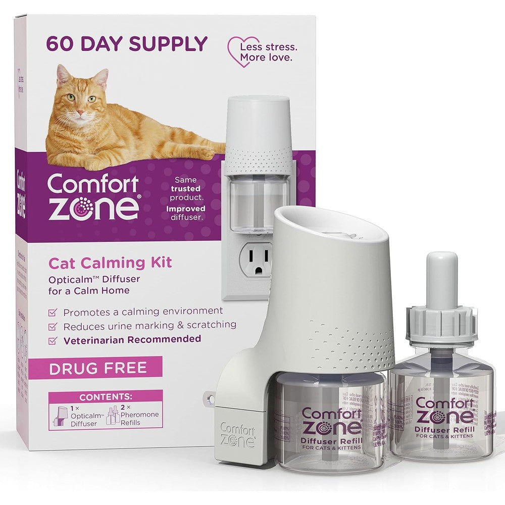 Comfort Zone Cat Calming Starter Kit front packaging showing diffuser and two refills