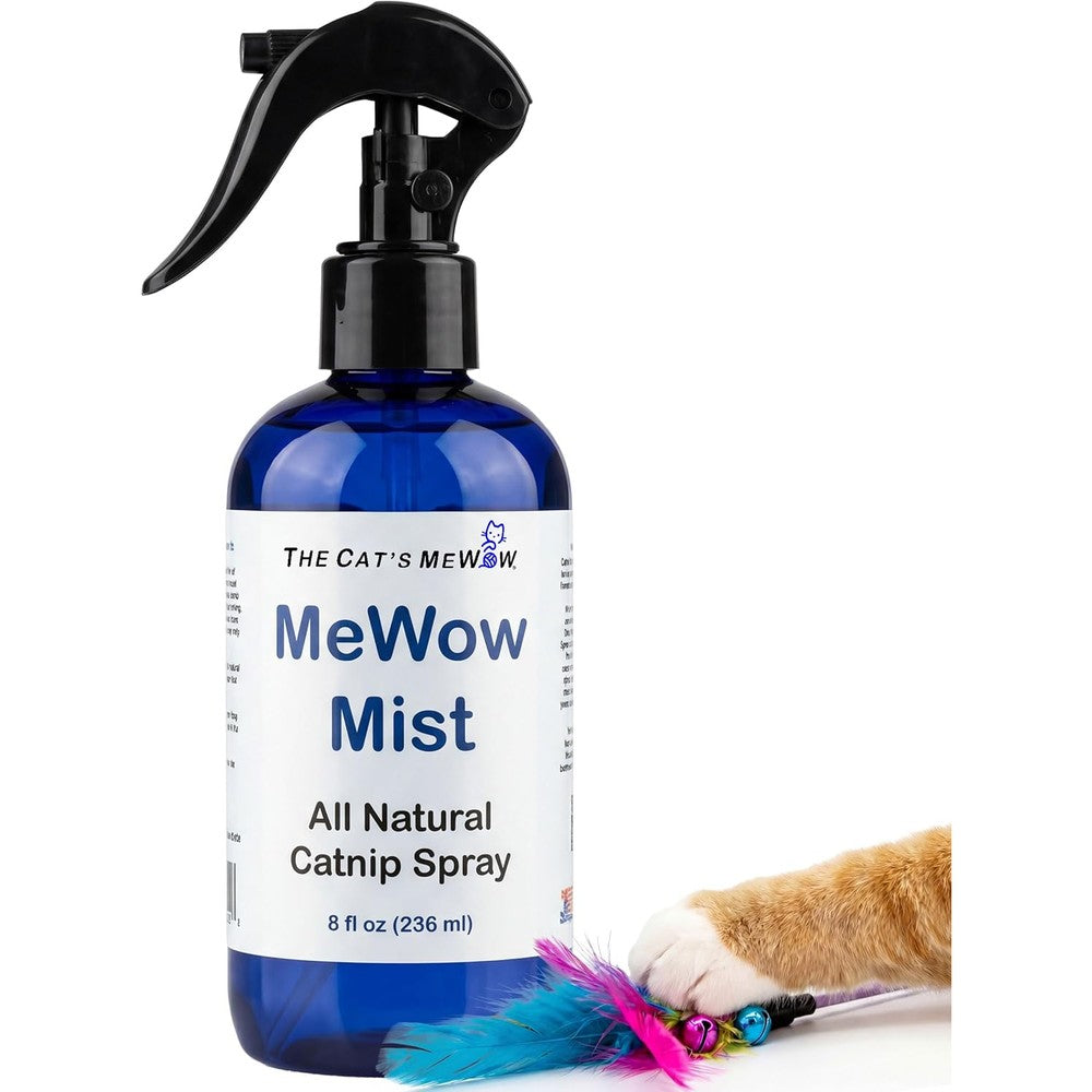 The Cat's MeWow MeWow Mist front view bottle with spray nozzle for cats