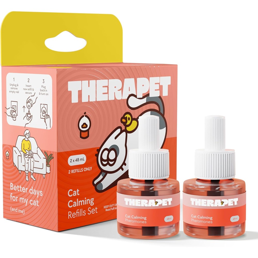 TheraPetMD Cat Calming Diffuser Refill Kit front packaging view with two refill vials
