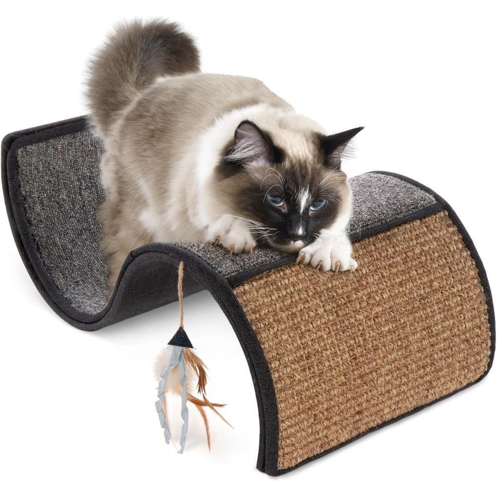 Petlinks Petlinks Dream Curl Carpet And Sisal Dual Surface Cat Scratcher Gray front view. Commercial cat accessory.