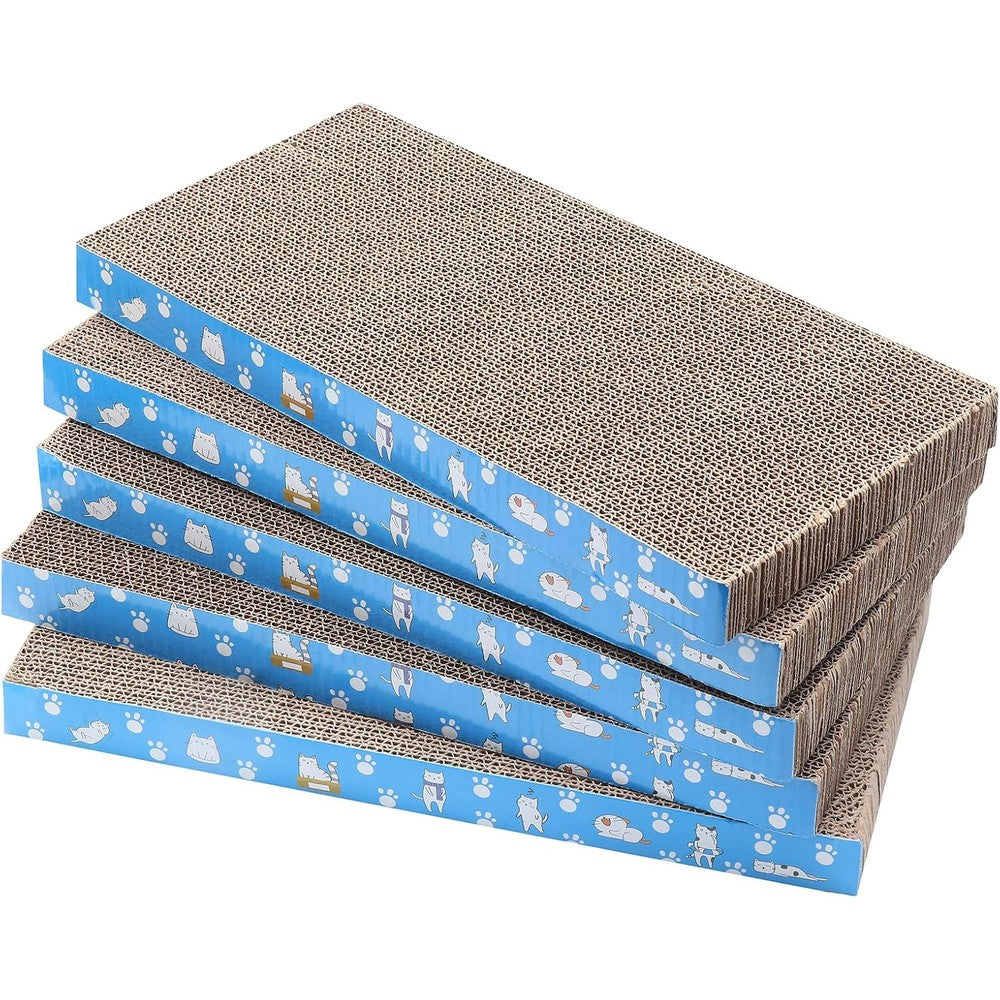 Mankaide 5 Packs in 1 Cat Scratch Pad Reversible Corrugated Cardboard Scratcher For Grind Claws And Rest Seventeen Inches