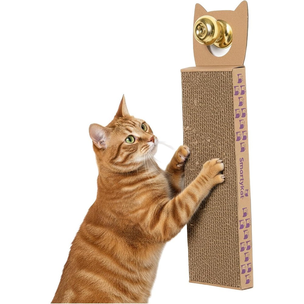 SmartyKat hanging cat scratcher front view showing door knob loop
