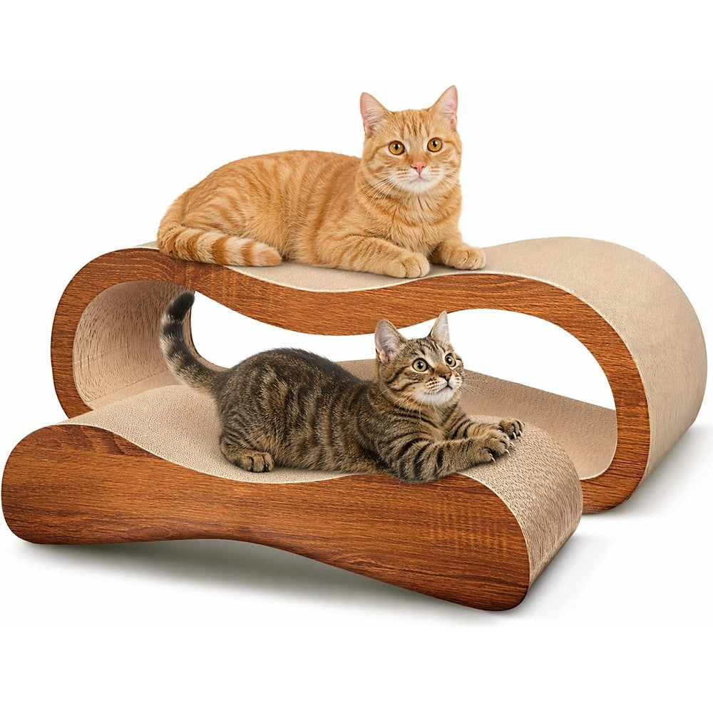 Simple Deluxe Two In One Cat Scratcher Pad Large Corrugated Cardboard Lounge Bed And Furniture Protector For Indoor Cats Seven Images