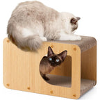 EHEYCIGA Cardboard Cat Scratcher House 17 Inch Corrugated Cat Scratching Board and Indoor Playhouse for Kittens Medium Brown