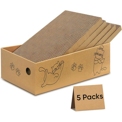 AGYM Cat Scratcher Cardboard Box For Indoor Cats And Kittens Five Packs In One Reversible Corrugated Scratching Pads Large Size