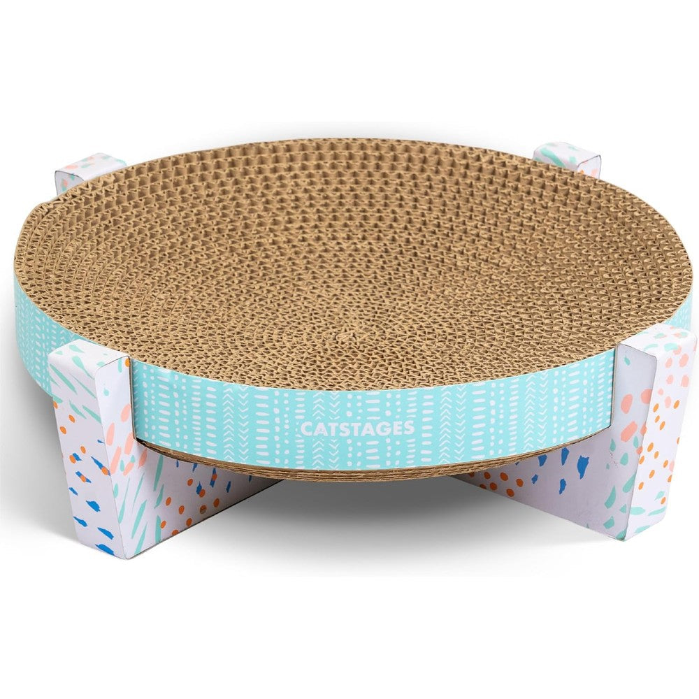 Catstages cat scratcher lounger front view showcasing corrugated cardboard design.