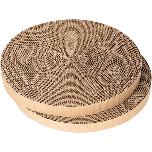 THAMIAO Round Cat Scratcher Refill Corrugated Cardboard Cat Scratching Board Replacement Pads 10 Inch Diameter 2 Count
