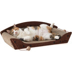ZOMISIA Cardboard Cat Scratcher Bed Large Orthopedic Scratching Board Lounger Couch Sofa With Catnip And Bell Toys For Indoor Cats 26 Inches