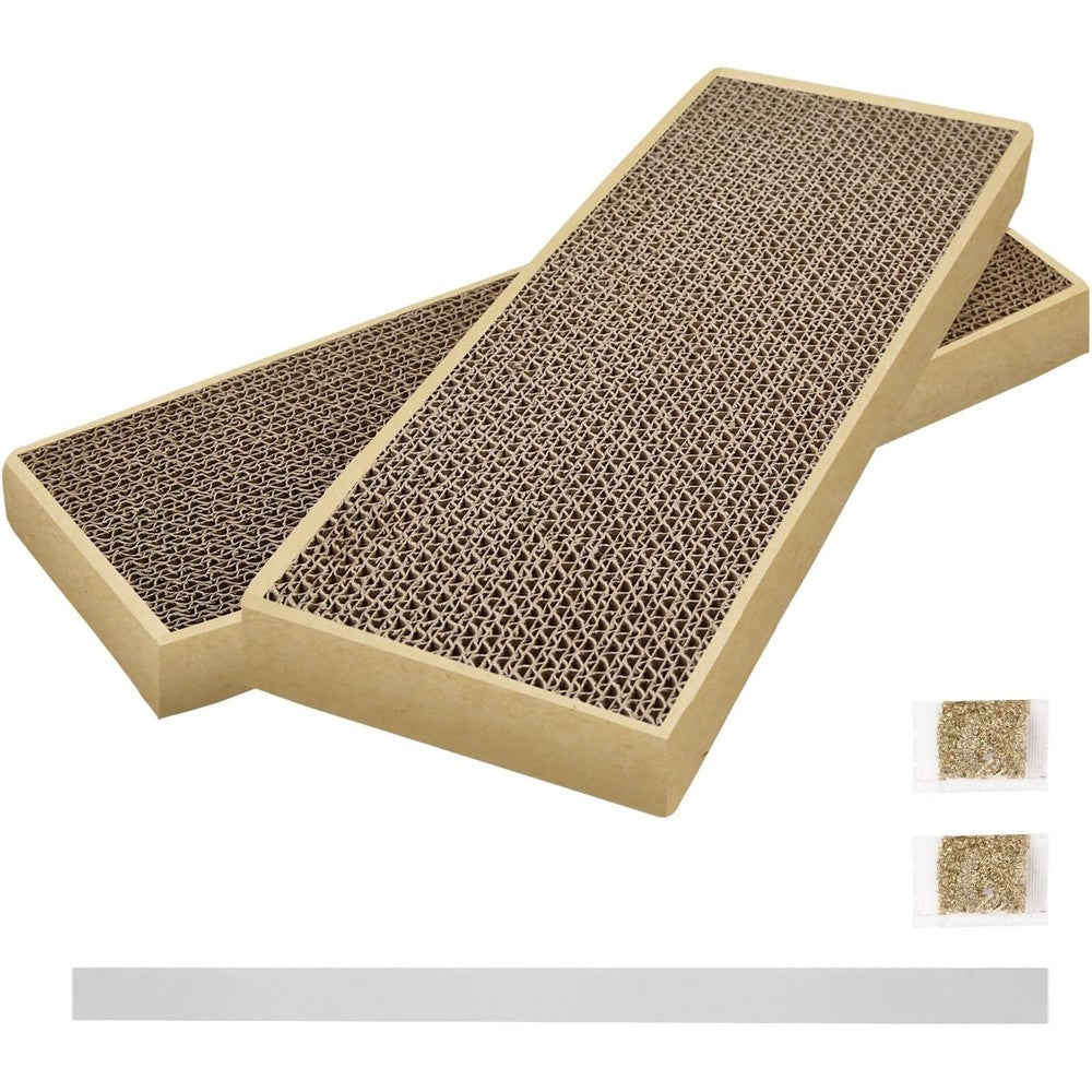 HappyFreeSX Splicing Cat Scratching Pad Reversible Cardboard Cat Scratcher For Indoor Cats And Kittens Pack Of Two