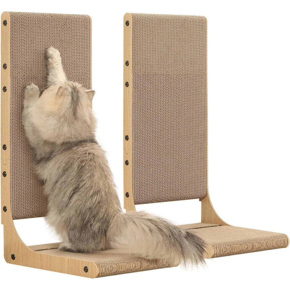 Zakkart 2-Pack Cat Scratching Board Large 25.6 Inch Cardboard L Shape Vertical Cat Scratcher For Indoor Cats