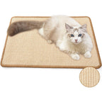 Fukumaru Cat Scratcher Mat Natural Sisal Horizontal Floor Scratching Pad Rug With Sticky Tapes For Furniture Protection Cream Color 23.6 By 15.7 Inch