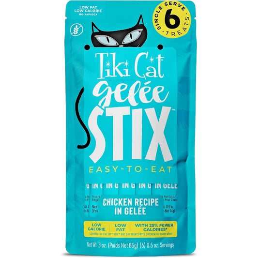 Tiki Pets Stix Gelee Wet Cat Treats With Real Chicken Formula 3 Ounce Pouch For Hydration And Satiety