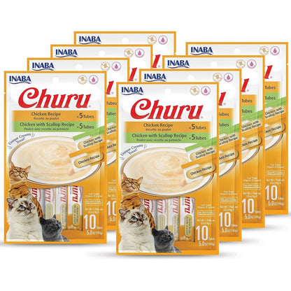 Inaba Churu Cat Treats Grain Free Lickable Squeezable Creamy Puree Variety Pack With Vitamin E And Taurine 80 Tubes 0.5 Ounces Each
