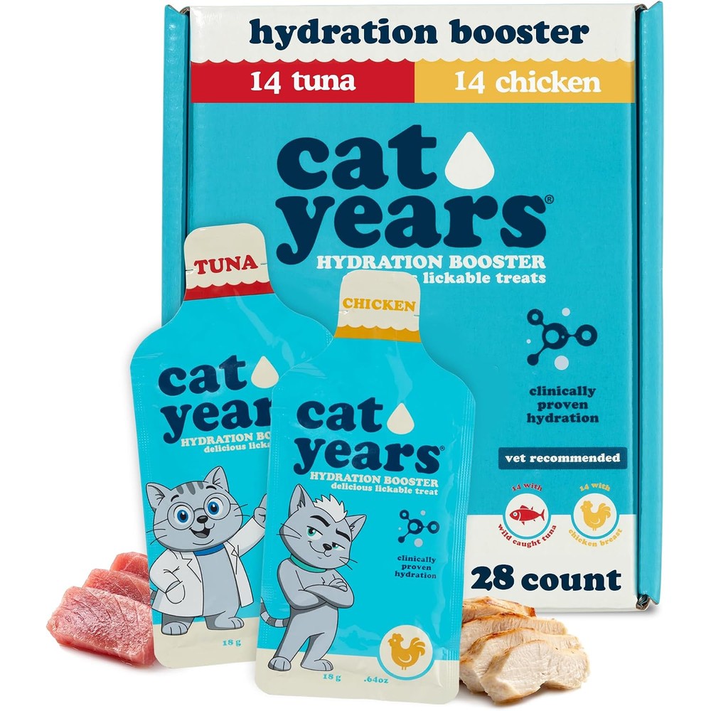 Delectables Cat Years Daily Lickable Cat Treat Squeezable Hydration Booster With Chicken And Tuna Flavor Pack Of 28