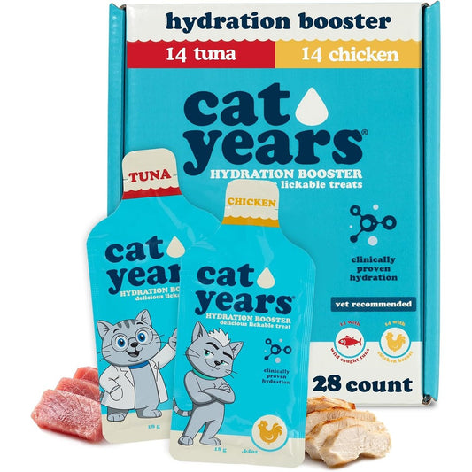 Delectables Cat Years Daily Lickable Cat Treat Squeezable Hydration Booster With Chicken And Tuna Flavor Pack Of 28