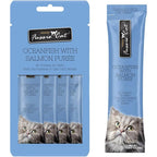 Fussie Cat Ocean Fish And Salmon Puree Lickable Cat Treats 0.5 Ounce Pouch 4 Count Pack